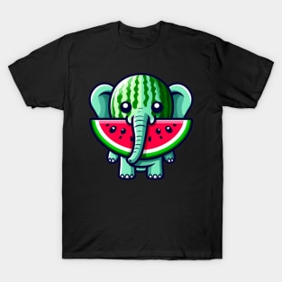 Sweet Serenity: Elephant Watermelon Wonderland T-Shirt